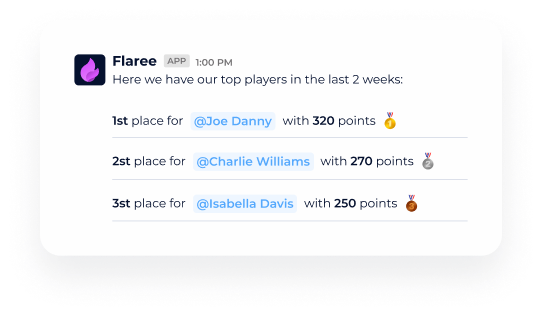 Flaree Slack Message with Ranking from Leaderboard